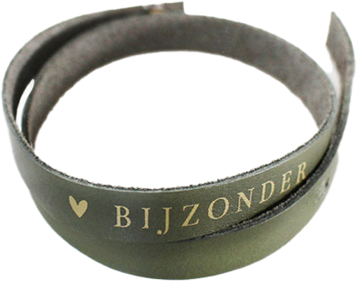 Leren Wikkelarmband Dames - Bijzonder - Olijfgroen