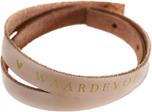 Leren Wikkelarmband - Waardevol - Poederroze