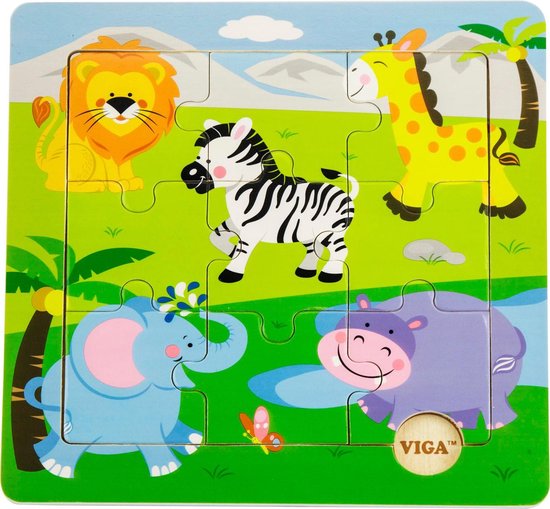 Viga Toys - Vormenpuzzel Safari Dieren Groot